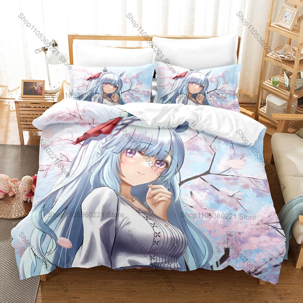 Umamusume Огури Кэп Трехкомпонентный Комплект Постельного Белья Роскошный Комплект Одеяла Размера Queen King Прохладный Два Наволочки Аниме Детская Кровать