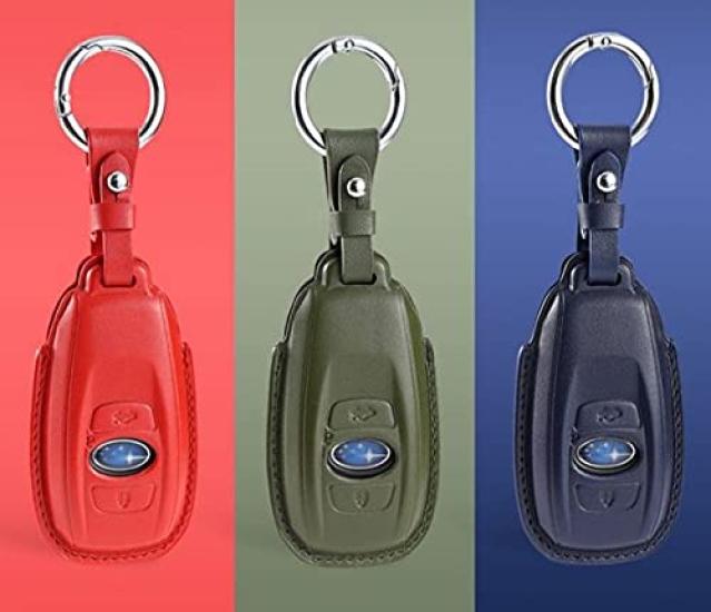 Чехол для ключей из натуральной кожи для Subaru и BRZ Levorg, Legacy, Forester, XV, (синий)