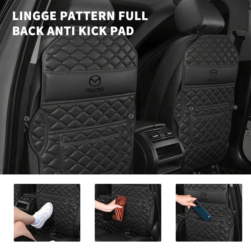 Leather Car Anti-Kick Mat Seat Back Protector Cover Anti-Dirty Pad Storage Bag For Mazda 3 6 CX5 2 CX3 CX9 MX5 RX8 Axela Demio FF4