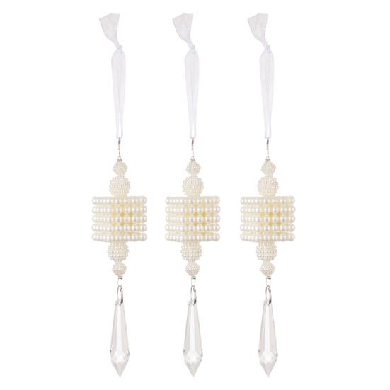 Искусственный жемчуг Рождественские елочные украшения Зимнее бисерное рождественское подвесное украшение из искусственного жемчуга с подвеской в виде капли из искусственного кристалла для дома, свадьбы, праздника