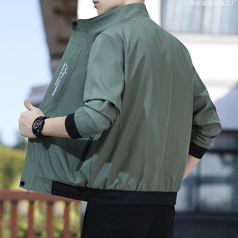 Весенне-осеннее свободное повседневное платье-туника в стиле милитари, трендовая молодежная куртка с воротником-стойкой в корейском стиле