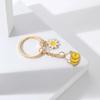 Lovely Cartoon Bee Key Holder Gold Color Zinc Alloy Bee with Daisy Keychains Present for Student Teacher