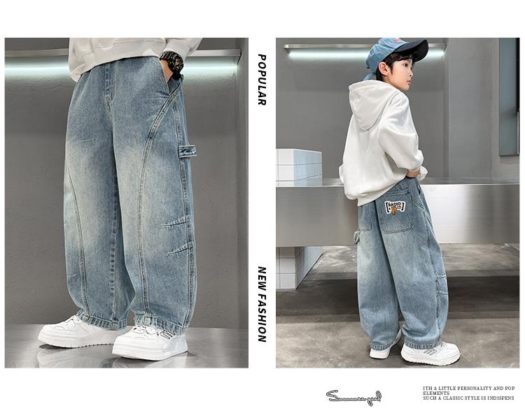 Boys' pants for spring 2026 new item, mid size and handsome boys' straight leg casual pants, spring and autumn children's jeans