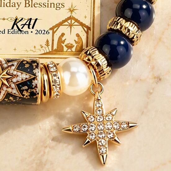 Commemorative Holiday Blessing Gift Christmas Bracelets for Women, Beaded Charm Stretch Bracelet with Stretchy Bead Girls Card, Jewelry Stocking