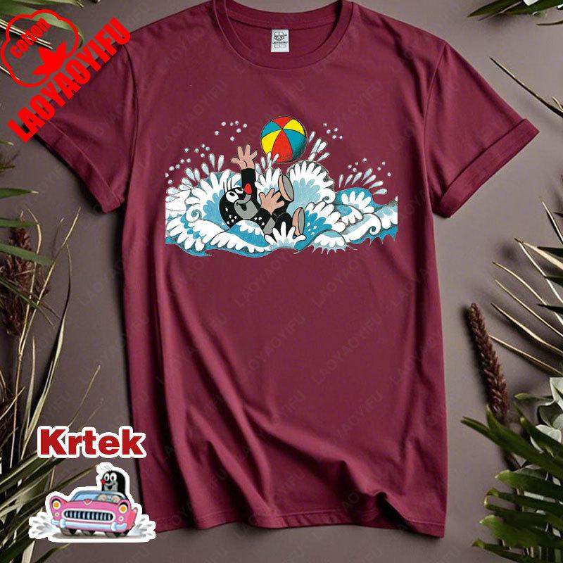 История Кротика Krtek Винтажный Мультфильм Аниме Футболка с Коротким Рукавом Мужская Женская Хлопок Круглый Вырез Повседневная Свободная Смешная Детская Модная Футболка