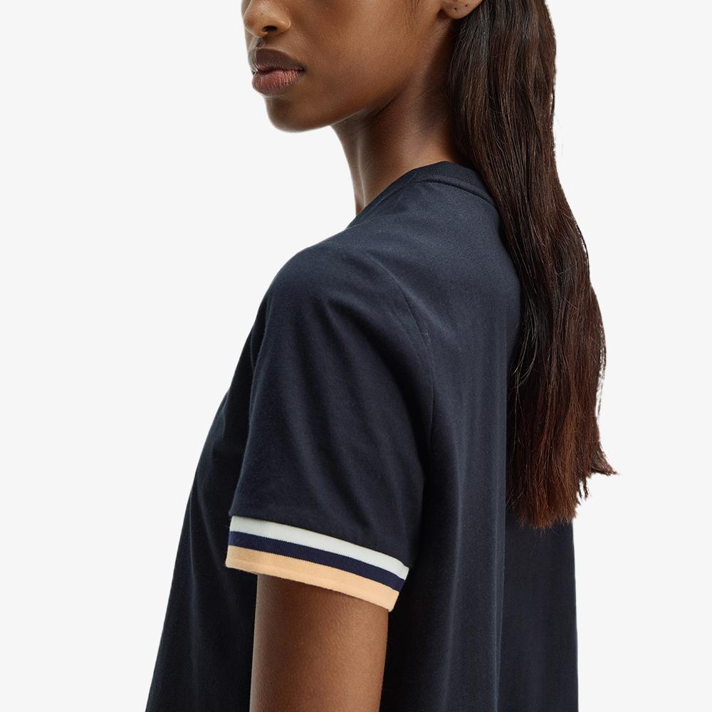 Fred Perry [Женская] Футболка с ярким воротником и манжетами - Темно-синяя Afpf2612179-608
