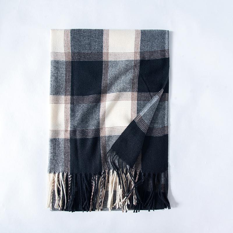 Women Scarf Winter Plaid Tassel Shawl Warm