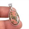 Натуральный Унакит Драгоценный камень Ручной работы 925 Проба Стерлинговое Серебро Подвеска 1.5" o2I40