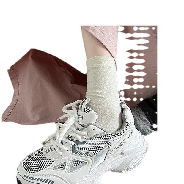 Retro Student Lightweight Heightening Platform Sneakers Women's 2024 Autumn New Hong Kong Style Showing Feet Small Casual Dad Shoes