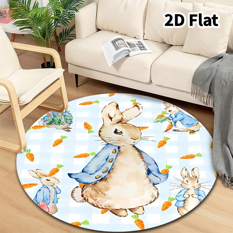 Peter Rabbit Round Area Rug Carpet Rug For Living Room Bedroom Sofa Playroom Decor Nonslip Floor Mat