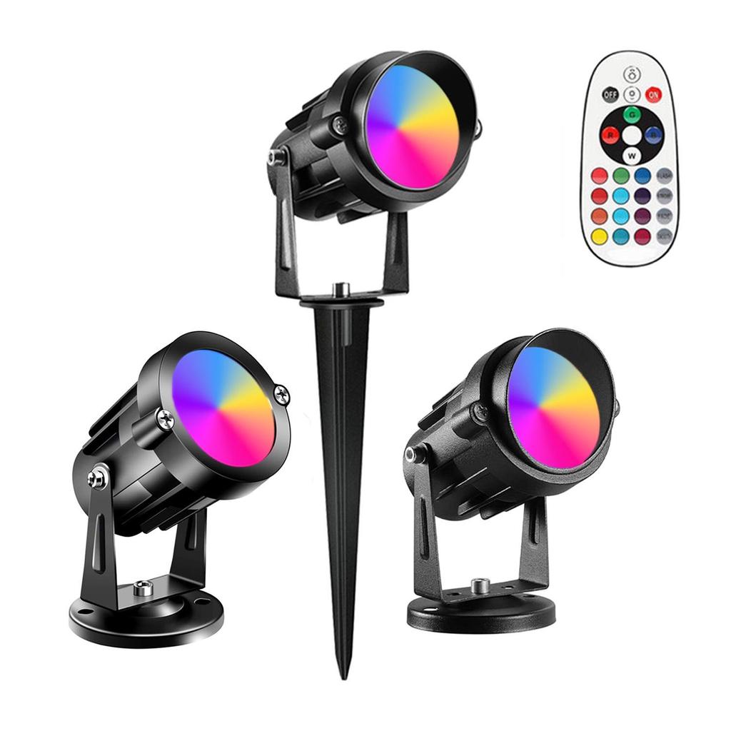 Газонный светильник RGBW: Управляемый пультом штекерный светильник для дворика, ландшафтной подсветки и настенной подсветки.