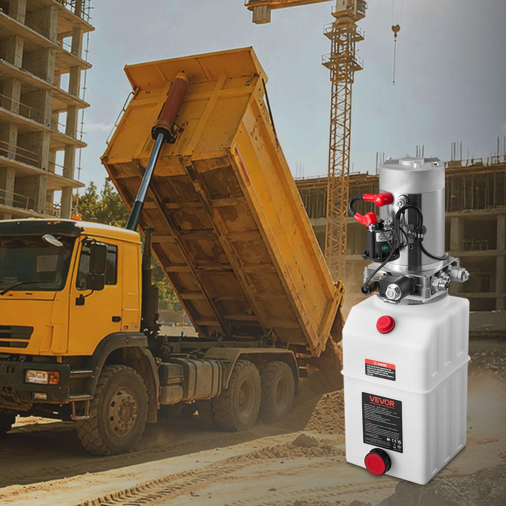 VEVOR 7 L Hydraulic Power Unit, Single Acting Dump Trailer Pump, 22 MPa Max Relief Pressure & 3.4 L/min Flow Rate
