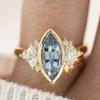 Роскошное кольцо с цирконом с покрытием из 18-каратного желтого золота, европейская и американская модная женская бижутерия, украшение цвета озерной лазури.