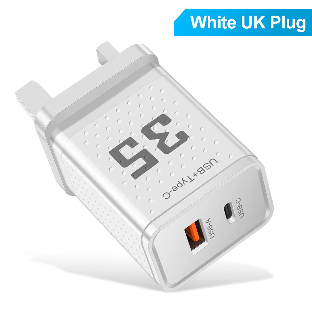20-ваттное двойное PD+USB зарядное устройство 3A с вилками US/EU/UK