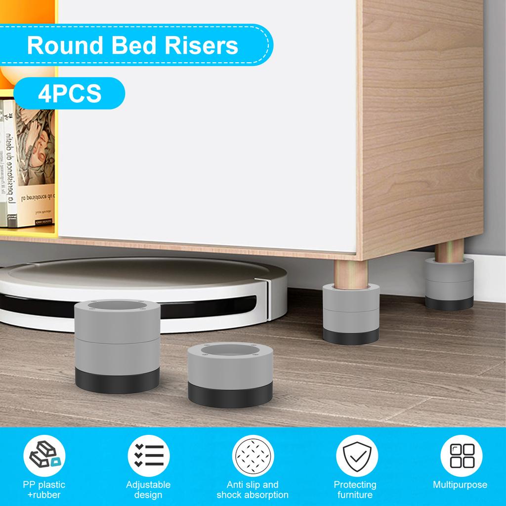 Круглые подъемные механизмы для мебели, прочные, 2,36-дюймовые, регулируемые подъемные механизмы для кроватей и стульев, противоскользящие подъемные механизмы для стиральной машины, подъемник для дивана