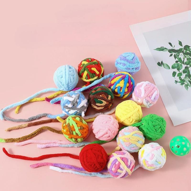 1 шт. Интерактивные игрушки для кошек Игрушка-клубок с колокольчиком для кошек и котят Играющая Случайный цвет
