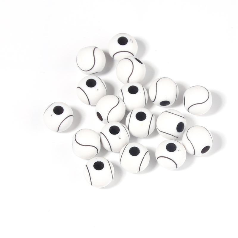 50 Pcs/bag Rugby, Basketball, Volleyball Acrylic Beads for Early Education & Handmade Crafts