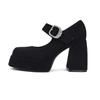 French Small High-heeled Mary Jane Shoes Hepburn Black Small Man Platform Small Leather Shoes with Skirt High Heels 2025