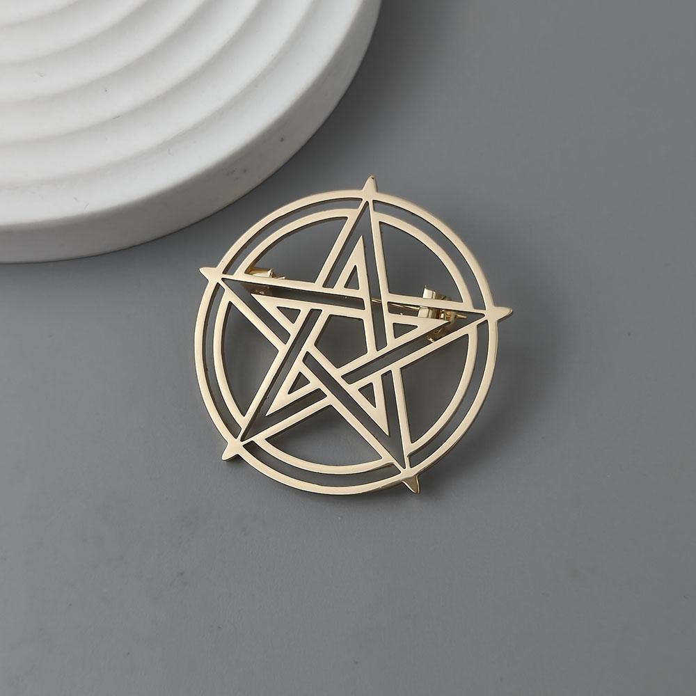 Pentagram series stainless steel brooch, symbolizing the positive energy of warding off evil, symbol of cultural lapel jewelry.