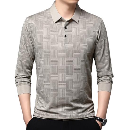 Мужская клетчатая повседневная рубашка с длинным рукавом, дышащая деловая рубашка с лацканами, топ обычного кроя с воротником на пуговицах для работы и путешествий, повседневная одежда