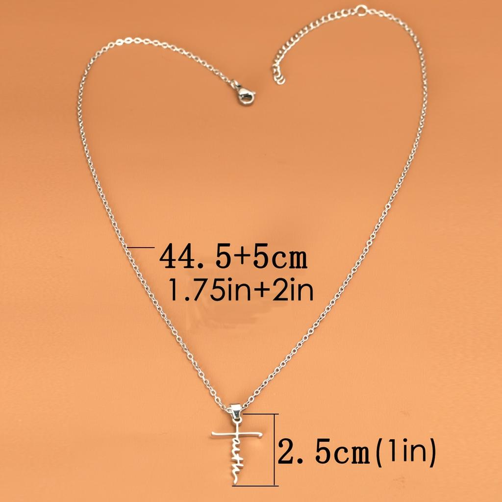 3 Stainless Steel Christian Faith Pendant Necklace, Unisex Couple Jewelry Gift