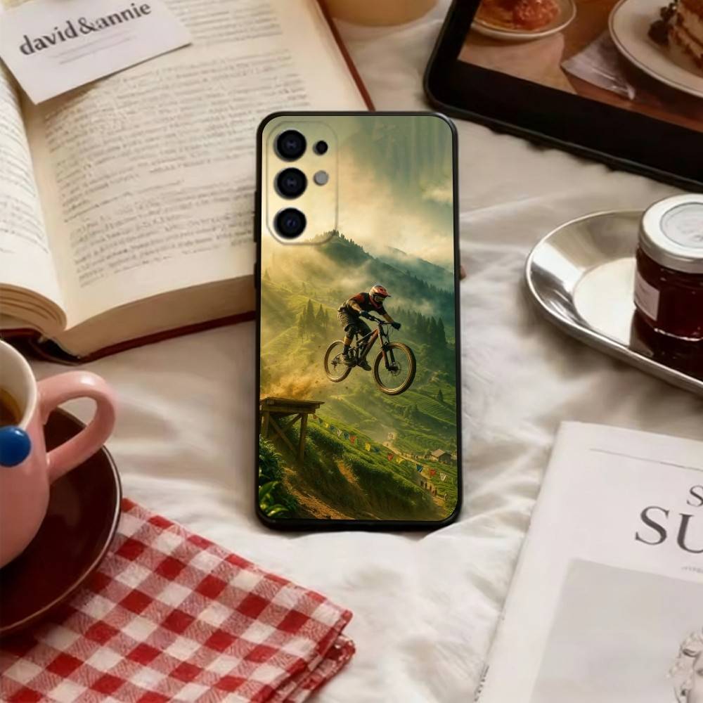 Чехол для телефона Горный велосипед Черный Силиконовый Мягкий Для Samsung S25,S24,S21,S22,S23,S30,Ultra,S20,Plus,Fe,Lite