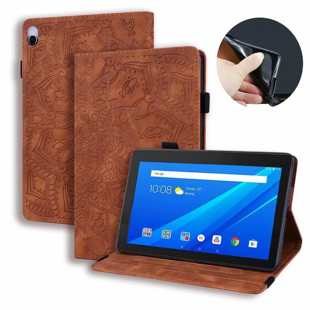 Подходит для планшета Lenovo Tab 10,1 дюйма 2026 года, кожаный чехол-книжка с держателем для карт, тиснение под кожу, M10 3-го поколения