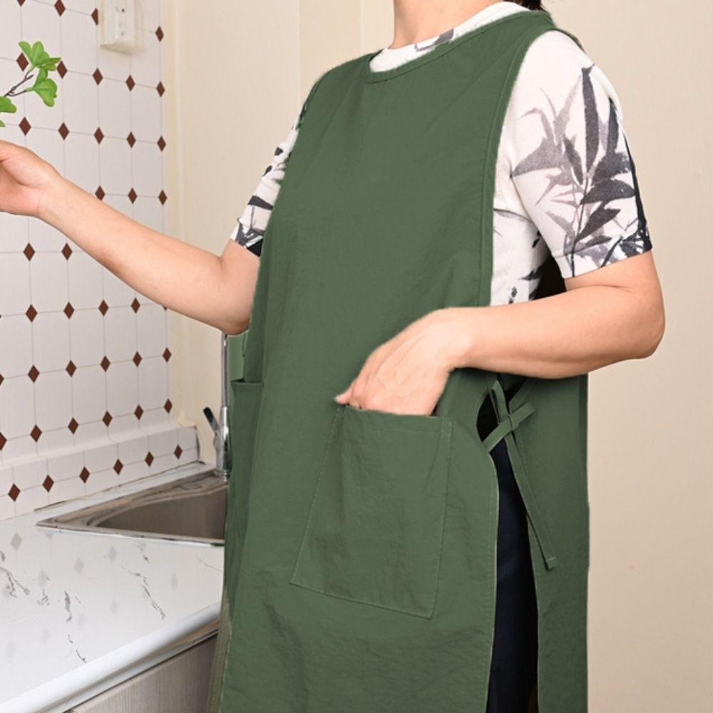 Априон в деревенском стиле с круглым вырезом Хлопковая рабочая одежда для выпечки Одежда для студии Кухонный фартук Цветочный магазин