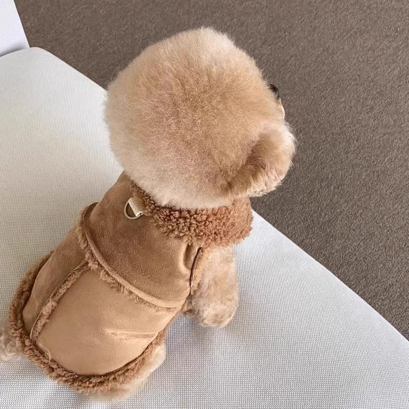 Dog Clothing Small Dog Warm Versatile Suede Traction Vest Cat Jacket Thickened Teddy Pet Clothing