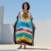 2024 Женский богемный многоцветный принт плюс размер кафтан Пляжная одежда Купальник Прикрытие Праздничное летнее пляжное платье Уютный халат Q1674