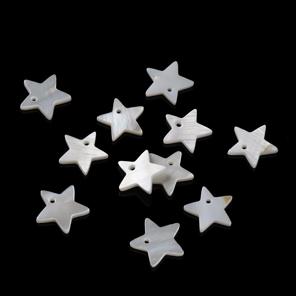10pcs Natural Pearl Shell Pendant Heart Star Shaped Artificial Pearl Shell Charms for DIY Necklaces Jewelry Making Accessories