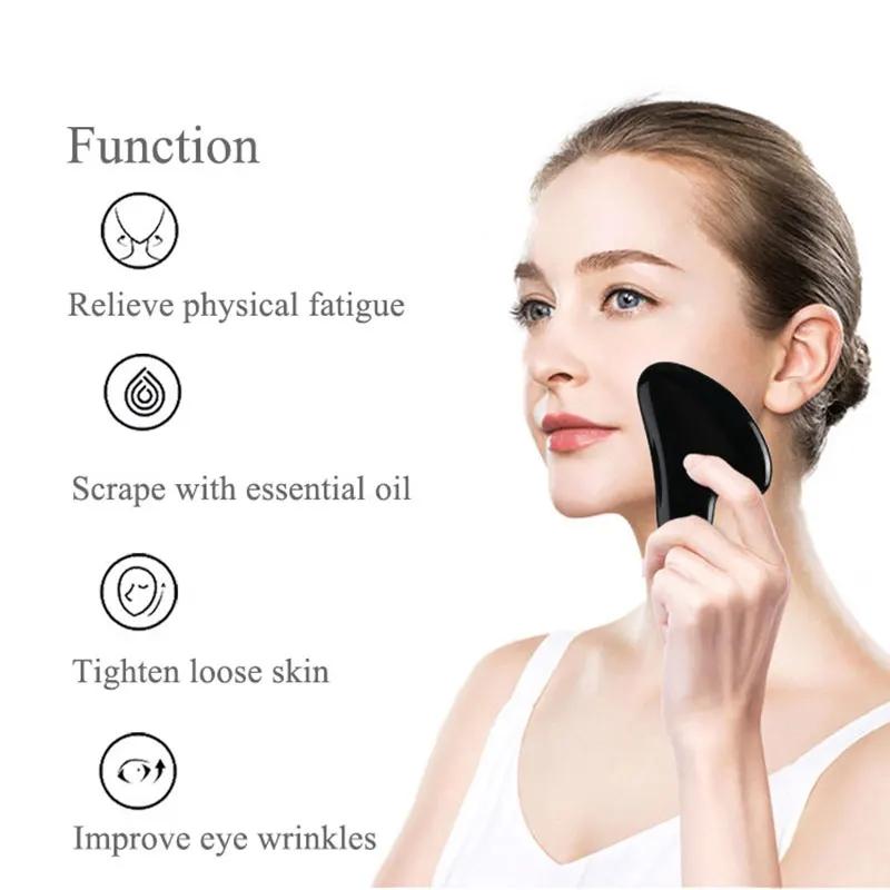 Natural Obsidian Gouache Scraper Board Set Jade Roller Massager Gua Sha Facial Lifting Acupuncture SPA Scraping Beauty Tools