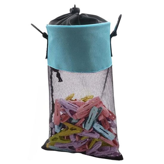 Сетчатый держатель для мешка с прищепками с затягивающимся шнурком, дышащий, влагостойкий, органайзер для хранения прищепок большой вместимости