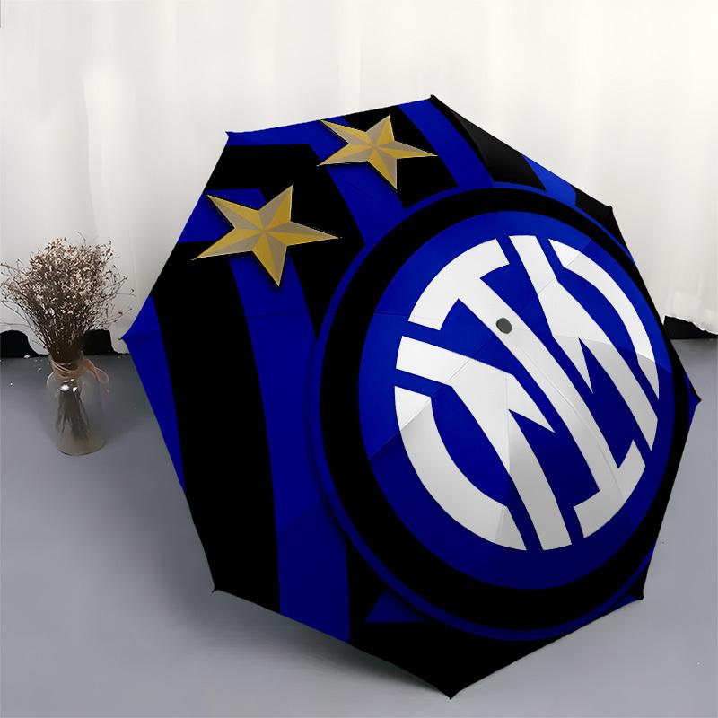 Inter Milan, Badge Automatic Opening and Closing, 8 rib Structure Portable Umbrella, Suitable for Men and Women in All Seasons  Perfect Gift