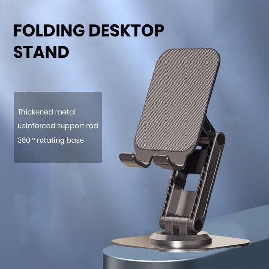 Aluminum Alloy Phone Holder 360 Rotatable Non-slip Foldable Heavy Duty Desktop Tablet Mobile Phone Stand Phone Accessories
