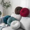 Velvet Pleated Round Pumpkin Throw Pillow For Sofa Decor