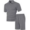 Men's Summer Jacquard Polo Shirt & Shorts Set - European/American Style