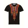 Plus Size Vibrant Floral Print Ethnic Style T-Shirt for Men Breathable Casual Wear Summer Outings Social Gatherings