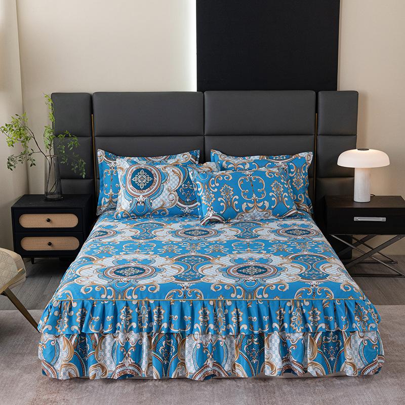 Bedroom Household Single-piece Sanding Bed Skirt Solid Color Skin-friendly Bedspread Bed Cover Bedroom Student Dormitory Sheets