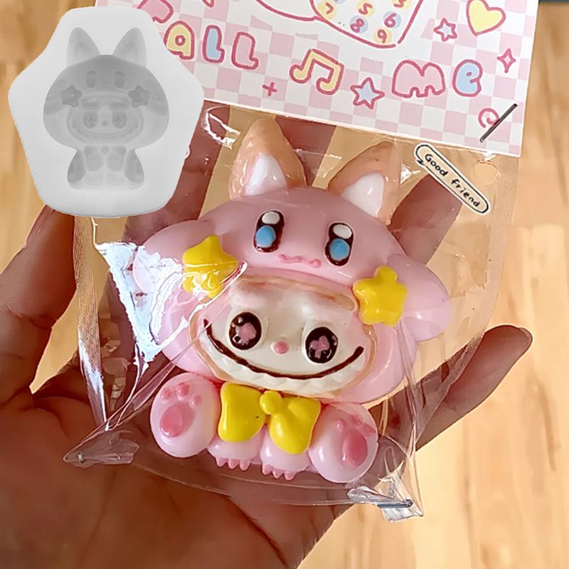 Kawaii Labubu Silicone Mould Cute Cartoon Image Baking Mold Diy Chocolate Cake Candy Baking Mold Craft Making Tools