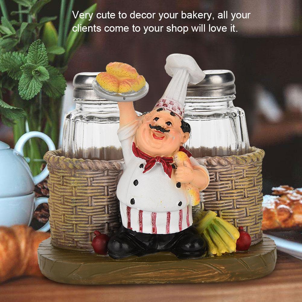 Милая статуэтка шеф-повара, держатель для солонки и перечницы, украшения для домашнего декора, кухонные изделия из смолы #B