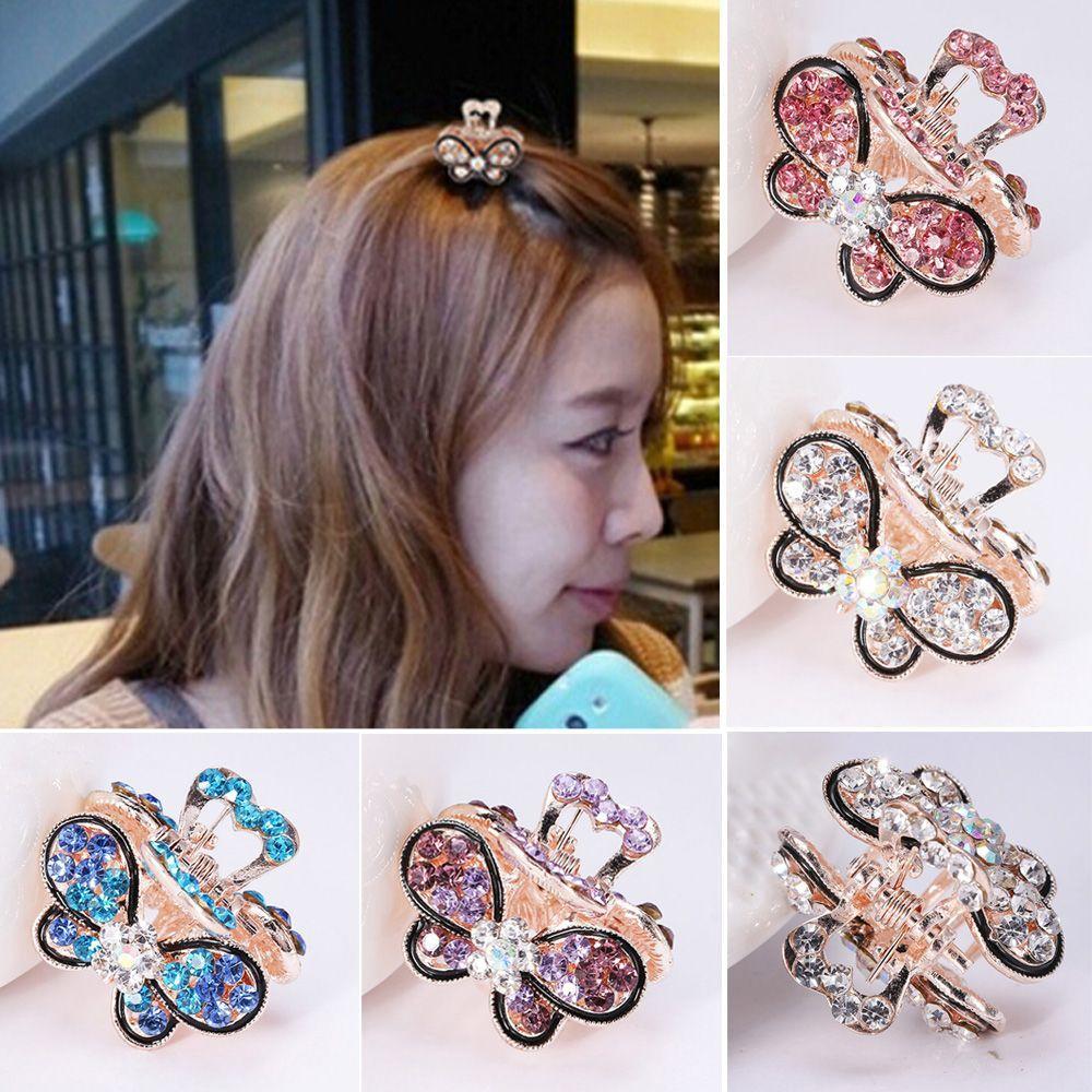 Fashion Women Gifts Crystal Rhinestone Claw Barrette Hair Clip Claw Mini Butterfly Hairpins