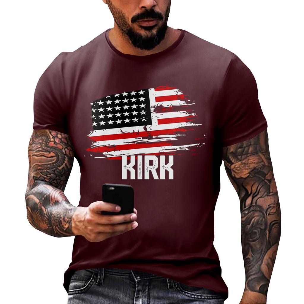 Fashionable Round Neck Short Sleeve Work Clothes Printed Tops For Mens Summer Tops