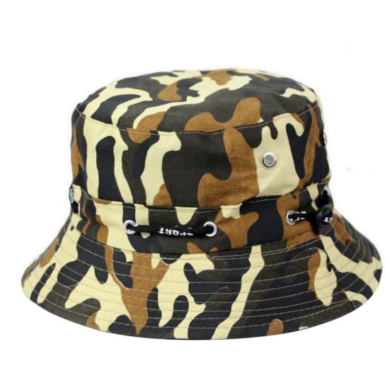 MUQZI Sports Accessory Fashion Camouflage Sun Block Bucket Hat Outdoor Breathable Hiking Fishing Cap