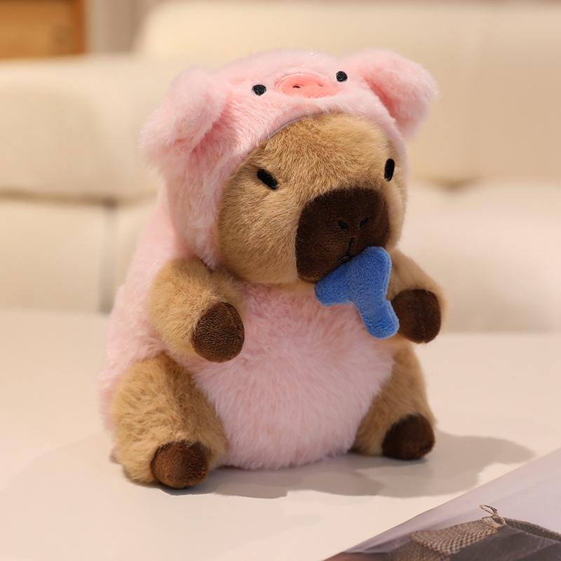 Cute Capybara Cosplay Bee,Dinosaur,Pig,Rabbit,Shark,Cockroach Doll 20cm Capybara Plush Toy Nose Pull Line Doll Kid Birthday Gift