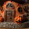 Halloween Witch Hat House Decoration with LED Lights, Pumpkin & Skull Figurines, Haunted Tree, Spooky Tabletop Holiday Ornament