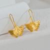Fashion Gold-plated Stainless Steel Women Earrings Exquisite Ginkgo Leaf Design Waterproof Zircon Earrings Daily Party Gifts