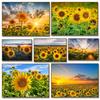 Sunflower Field At Sunset Sunshine Landscape Art Posters Canvas Painting Wall Prints Pictures for Living Room Home Decor Cuadros