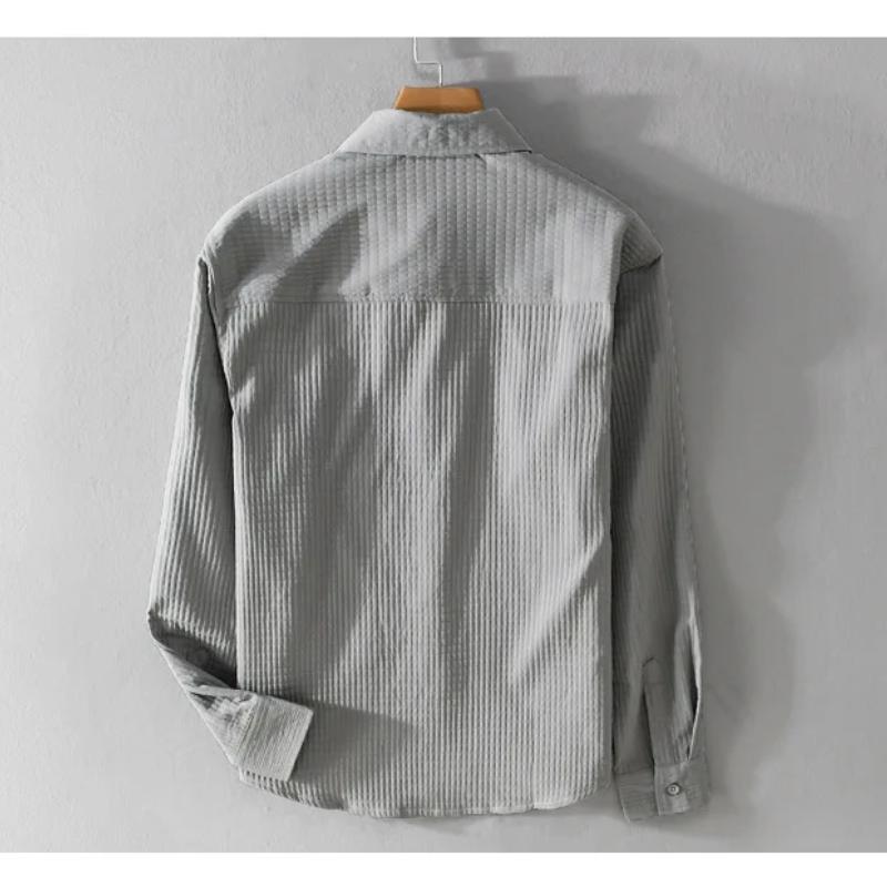 Весна Осень Длинный рукав рубашки Мужские повседневные рубашки мужские однотонные рубашки с отложным воротником и карманом простые мужские топы