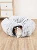 Plush Cat Bed with Tunnel for Indoor Cats, Multifunctional Cat Tunnel Bed with Peephole, Fluffy Donut Cat Bed with Tunnel